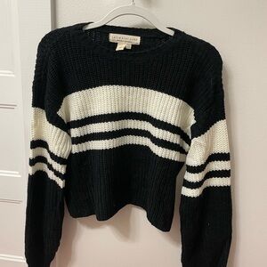 Saltwater Luxe Black and Cream Striped Sweater